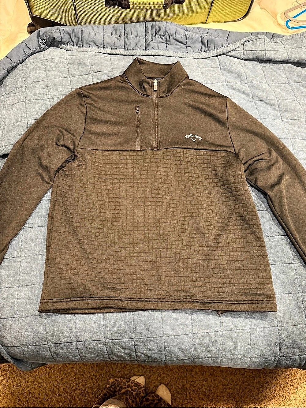 Callaway Men's Waffle Quarter Zip Golf Pullover Black Medium